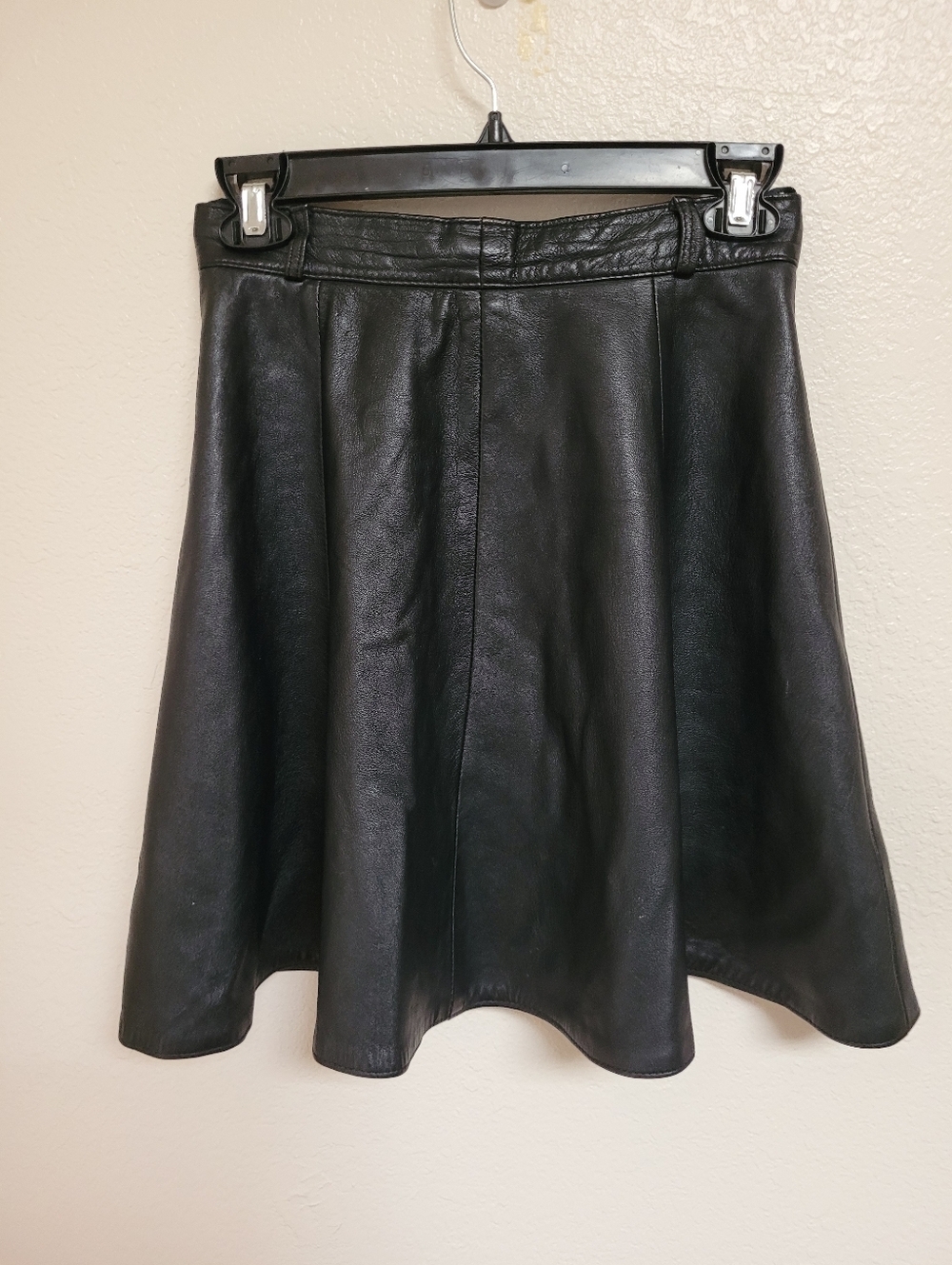 Womens Black Faux Leather Circle Skirt